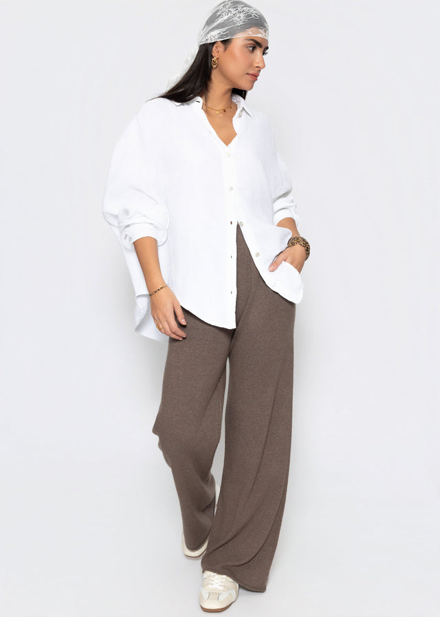 Knit trousers with cashmere - taupe