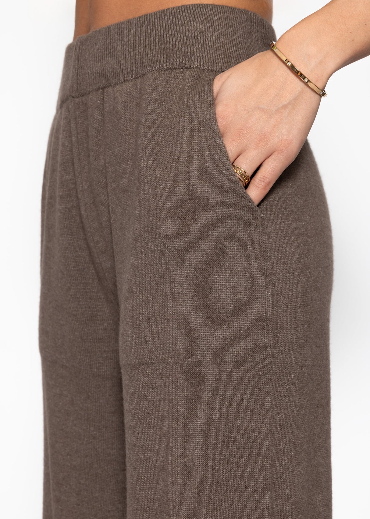 Knitting pants with cashmere - taupe