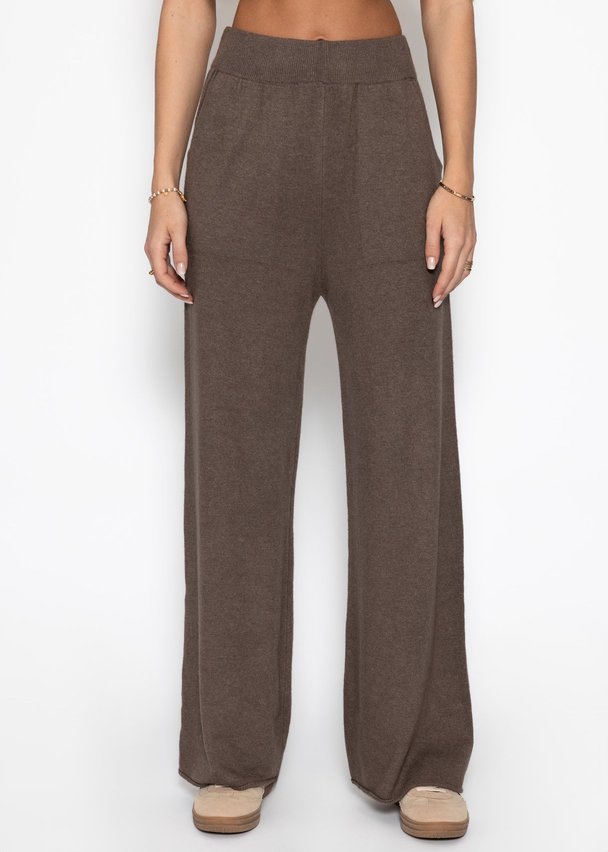Knitting pants with cashmere - taupe