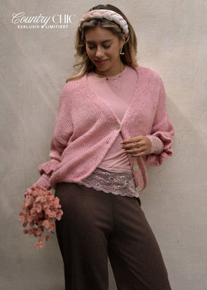 Strickjacke mit 3/4-Ärmeln - altrosa