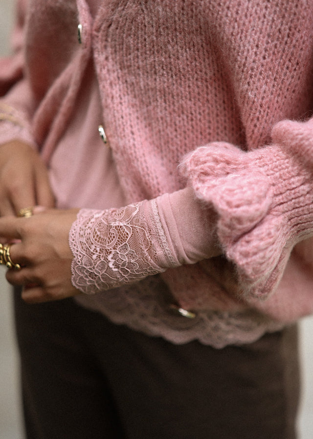 Strickjacke mit 3/4-Ärmeln - altrosa