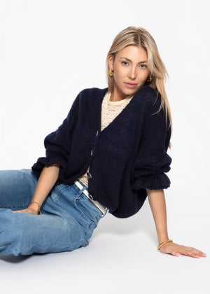 Strickjacke mit 3/4-Ärmeln - dunkelblau