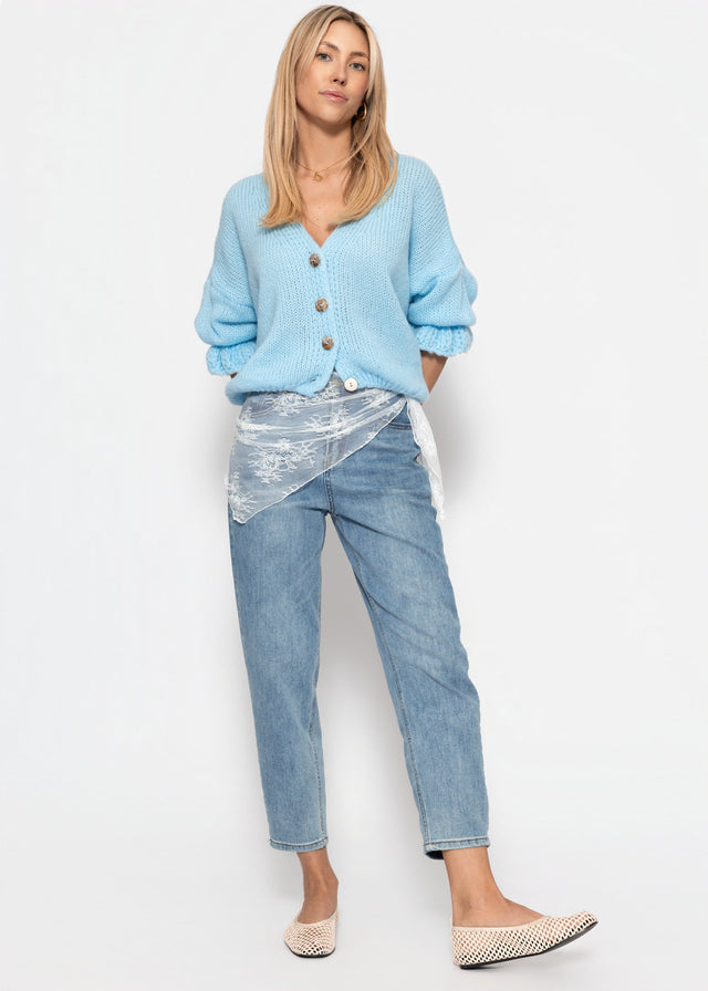 Cardigan with three-quarter sleeves - light blue