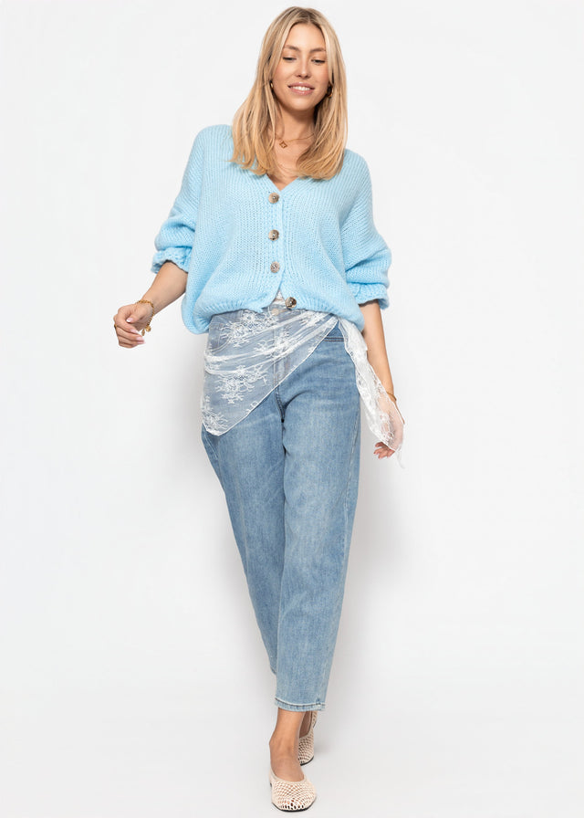 Cardigan with three-quarter sleeves - light blue