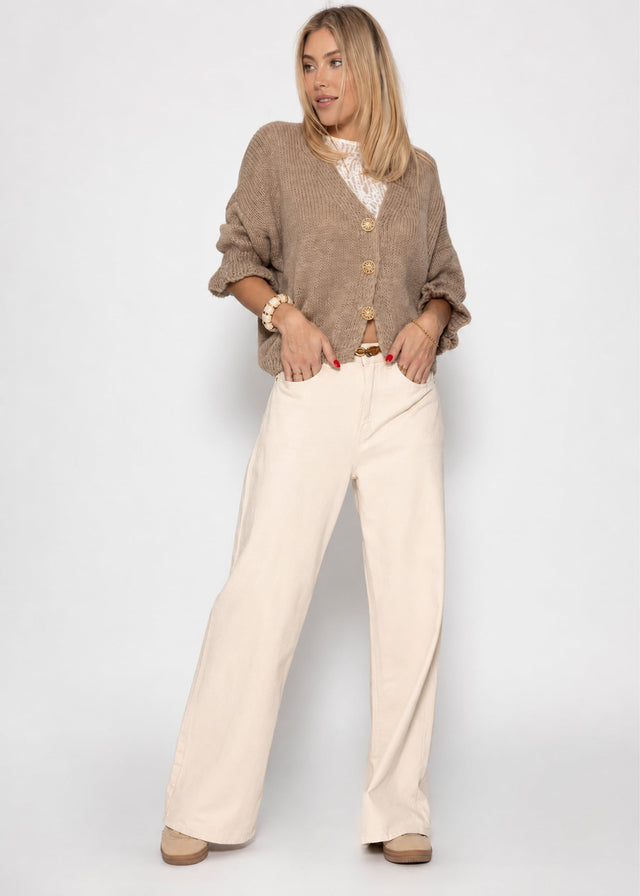 Strickjacke mit 3/4-Ärmeln - taupe - SASSYCLASSY