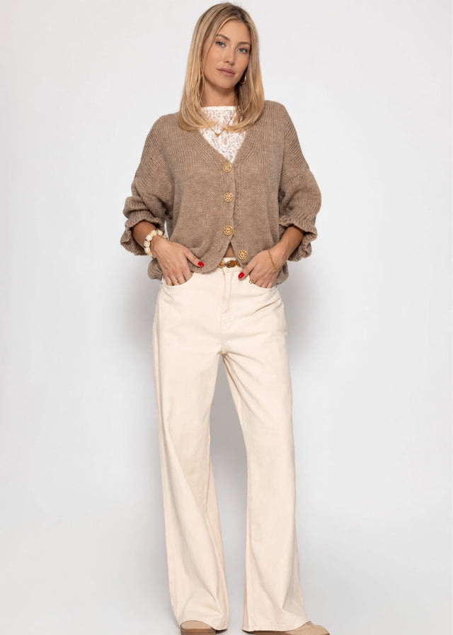 Strickjacke mit 3/4-Ärmeln - taupe - SASSYCLASSY