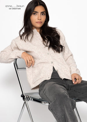 Cardigan with patch pockets - greige