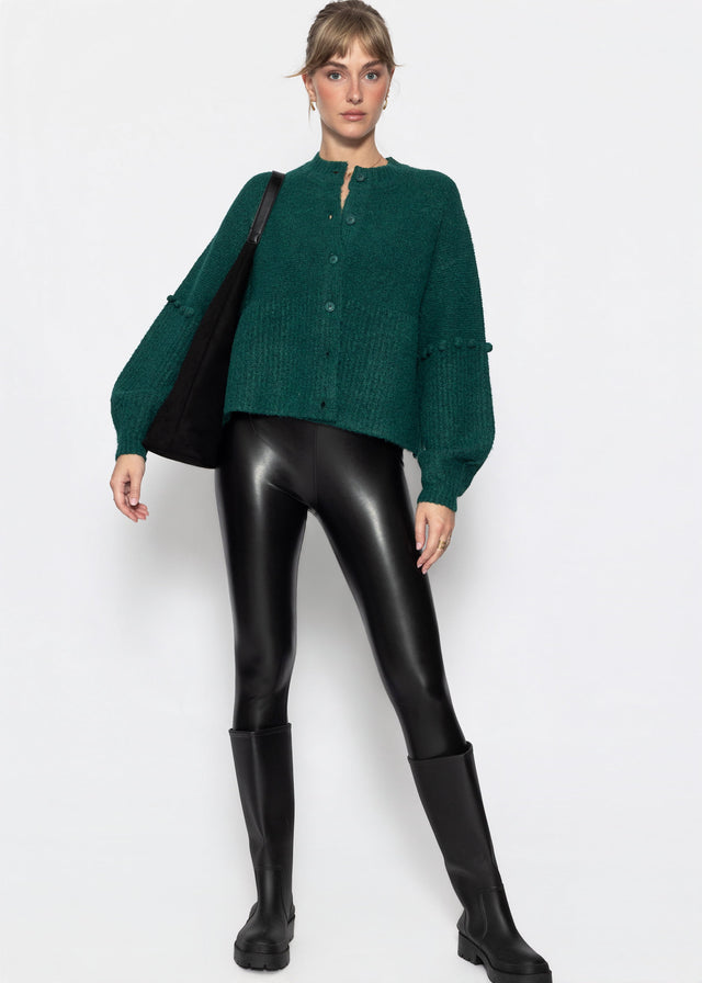 Strickjacke mit dekorativen Statement-Ärmeln - petrol