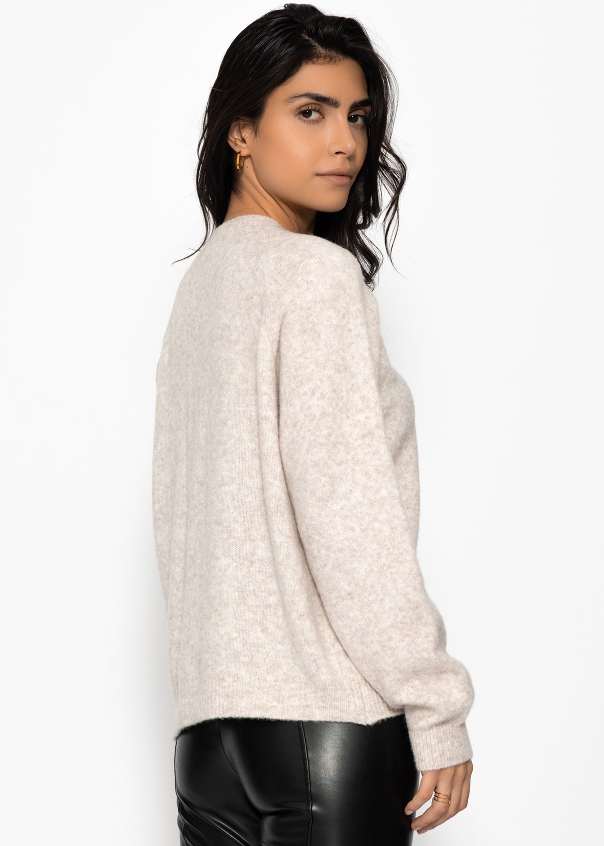 Strickjacke mit Herzknöpfen - greige