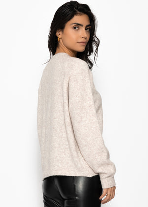 Strickjacke mit Herzknöpfen - greige