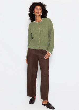 Strickjacke mit Herzknöpfen - khaki