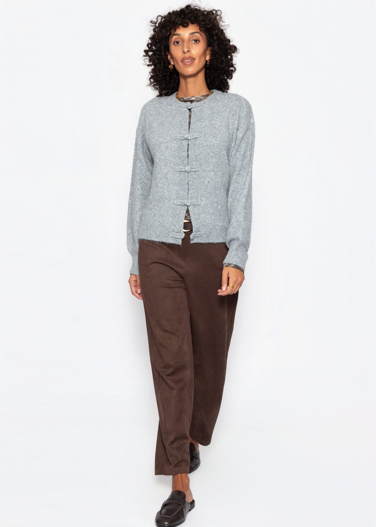 Strickjacke mit Knebelverschluss - grau