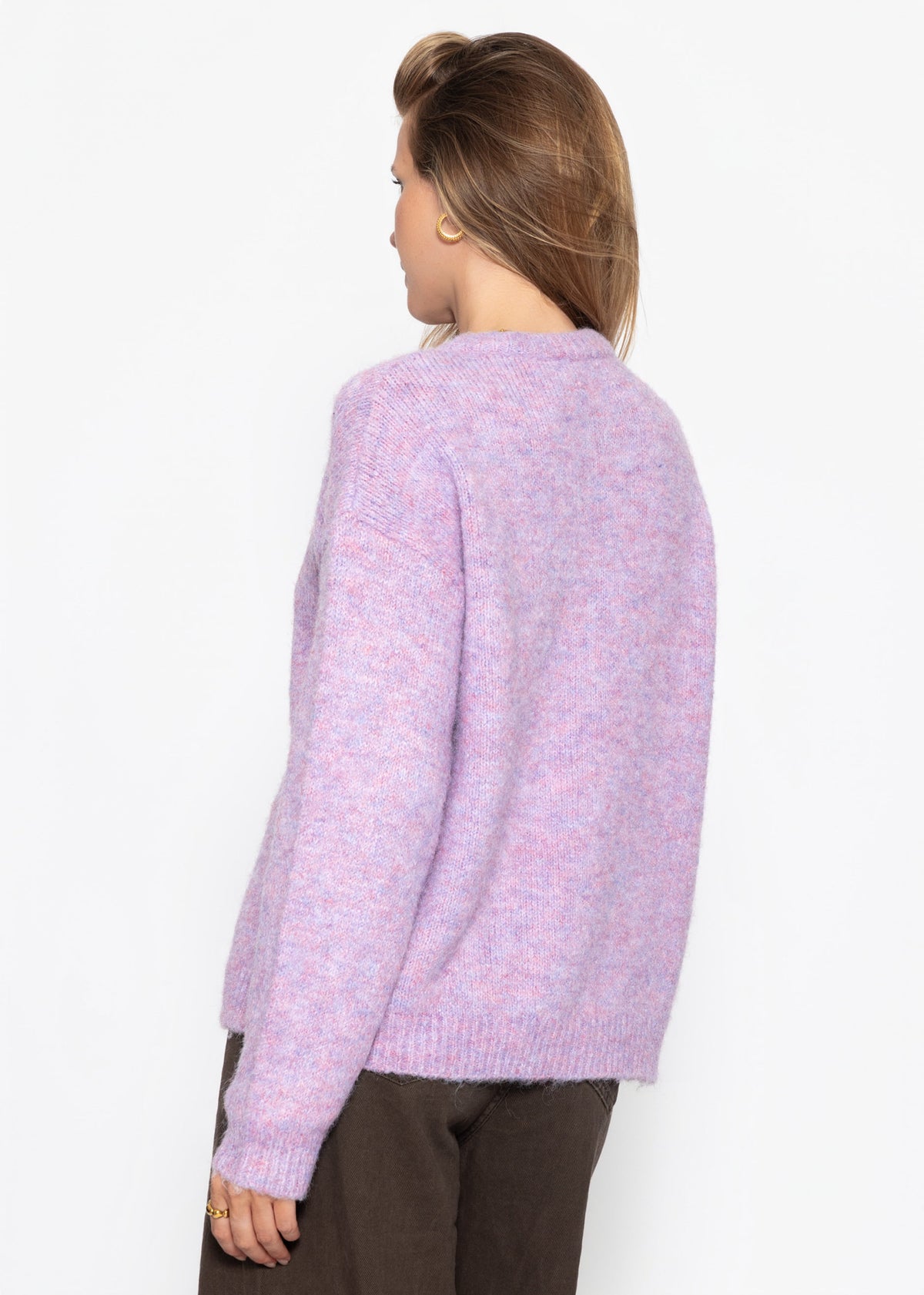 Strickjacke mit Knopfleiste - flieder