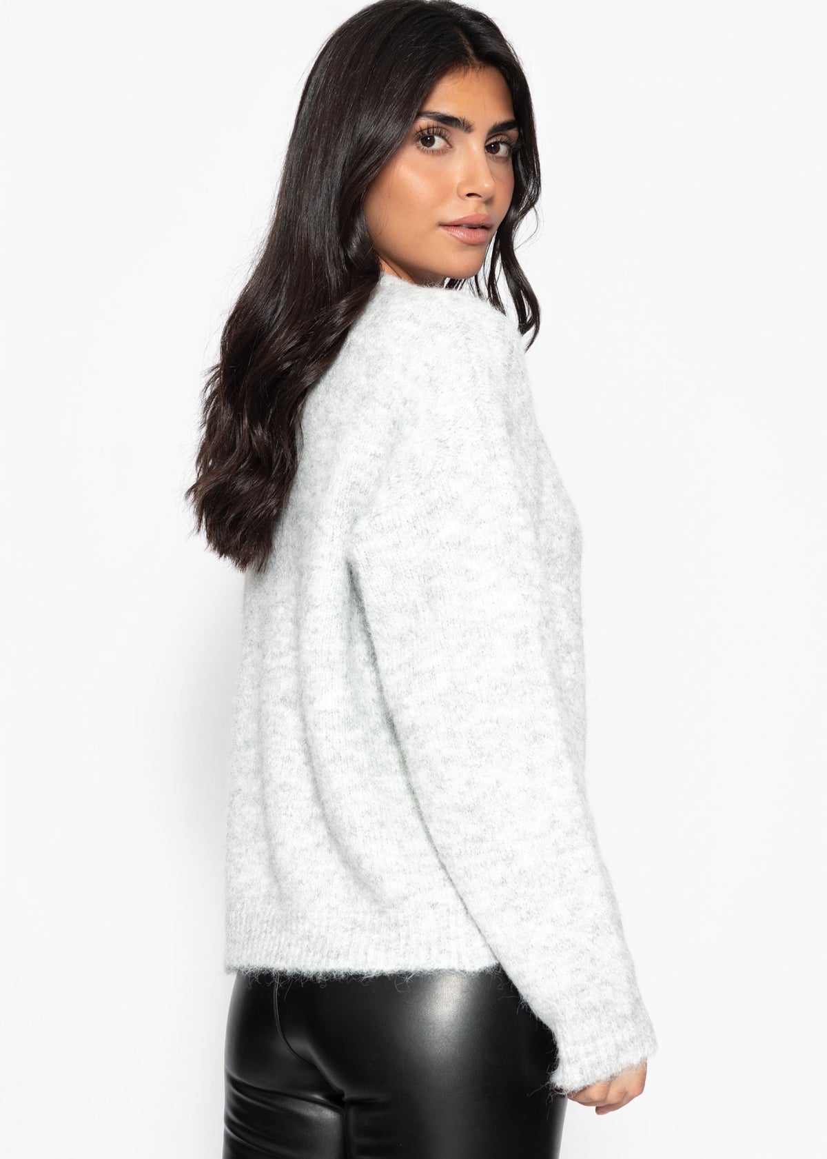 Strickjacke mit Knopfleiste - grau