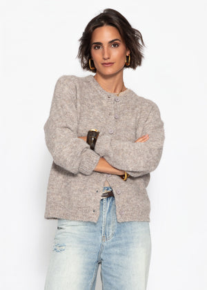 Strickjacke mit Knopfleiste - taupe