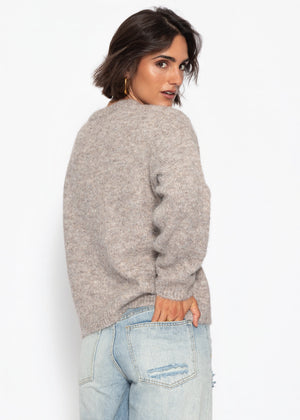 Strickjacke mit Knopfleiste - taupe