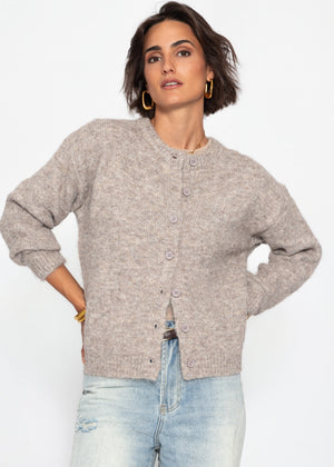 Strickjacke mit Knopfleiste - taupe