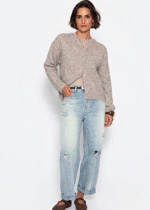 Strickjacke mit Knopfleiste - taupe