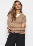 Strickjacke mit Lochstickerei - braun