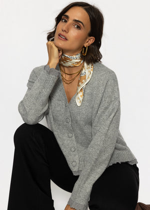 Cardigan with broderie anglaise - grey
