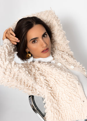 Cardigan with loop structure - light beige