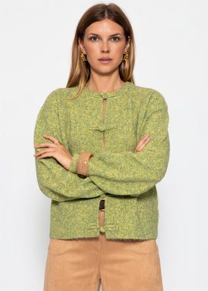 Strickjacke mit Knebelverschluss - grün