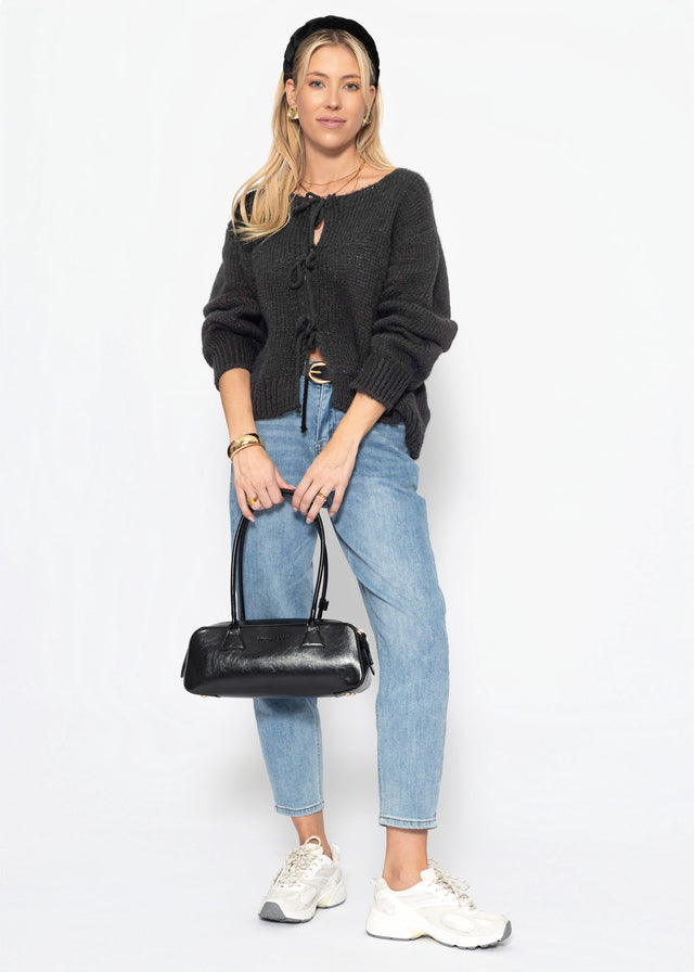 Cardigan with tie fastening - black