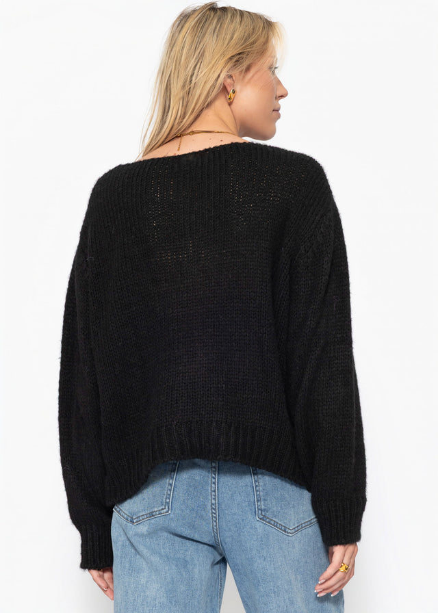 Cardigan with tie fastening - black