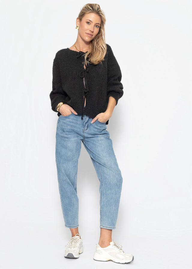 Cardigan with tie fastening - black