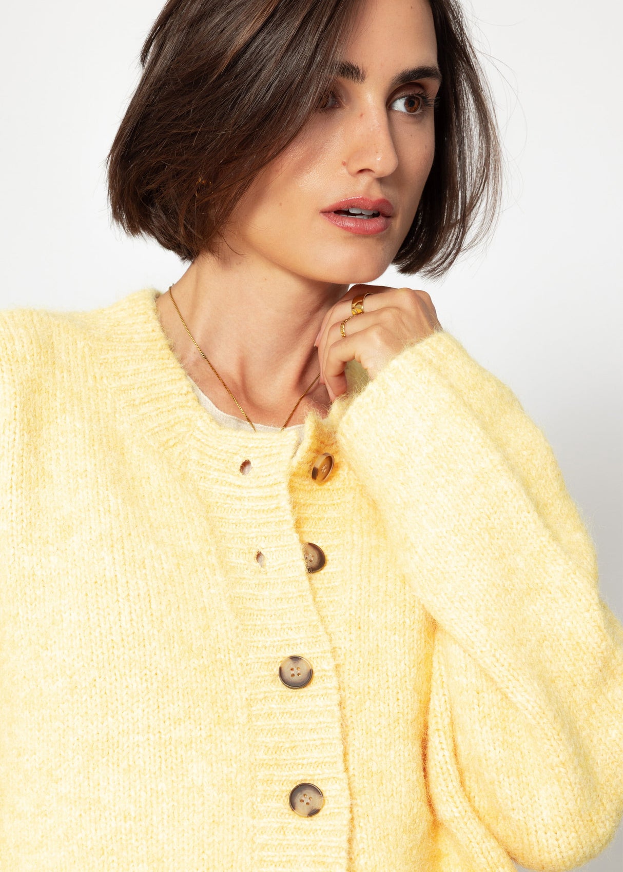 Part jacket with bags & large button placket - yellow