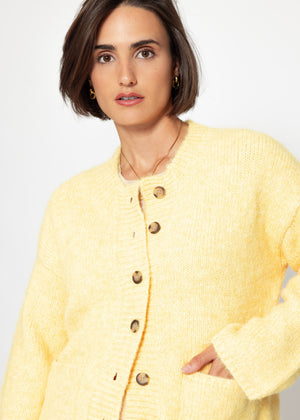 Part jacket with bags & large button placket - yellow
