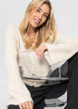 Strickjacke mit Trompetenärmeln - beige