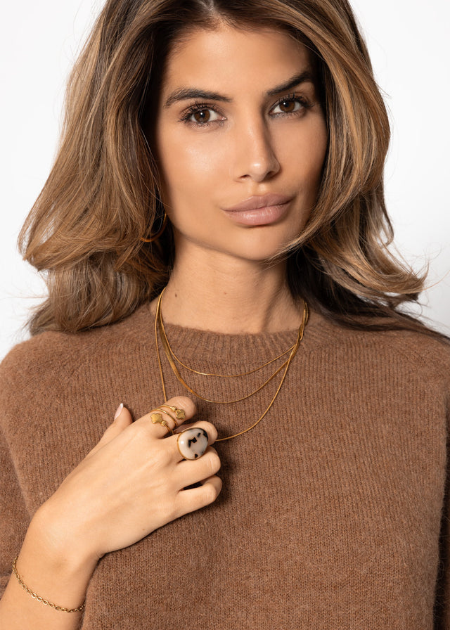 Knit top with alpaca - brown