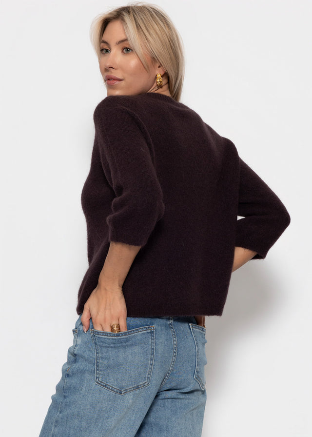 Knit top with alpaca - dark brown