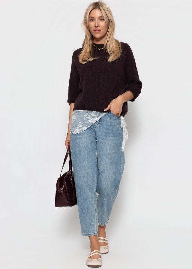 Knit top with alpaca - dark brown