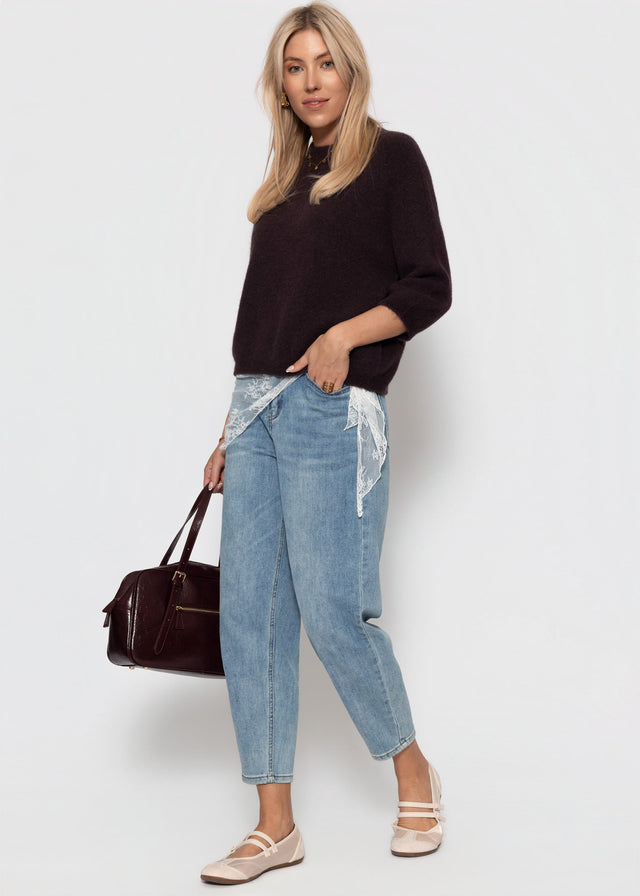 Knit top with alpaca - dark brown