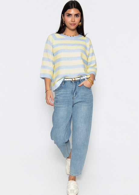 Knit top with block stripes - yellow