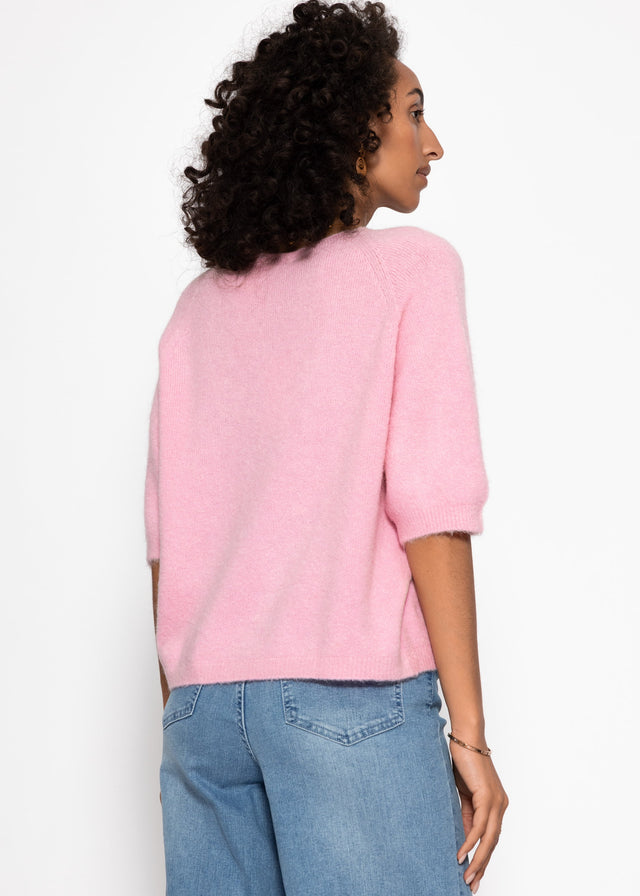 Knit top with V-neck - rose