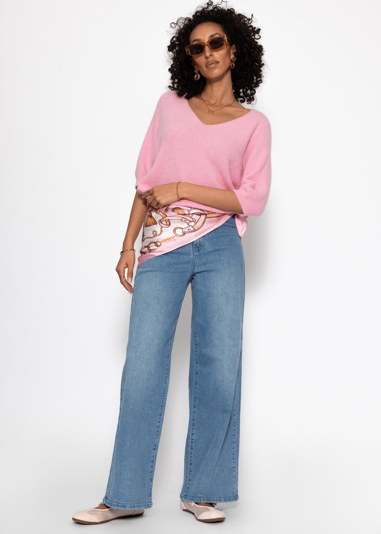 Strickoberteil mit V-Ausschnitt - rosa