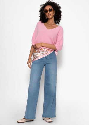 Strickoberteil mit V-Ausschnitt - rosa