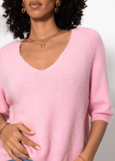 Strickoberteil mit V-Ausschnitt - rosa by SASSYCLASSY