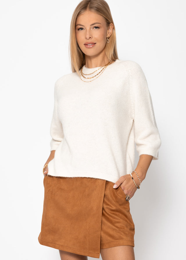 Strickoberteil mit Alpaka - offwhite
