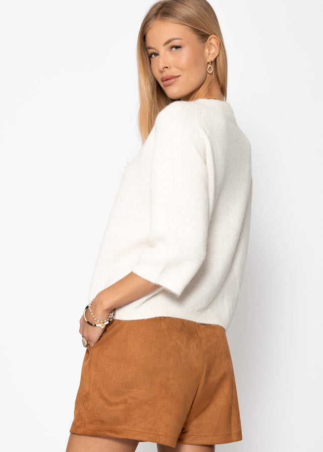 Strickoberteil mit Alpaka - offwhite