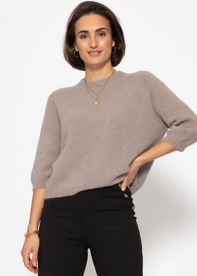 Strickoberteil mit Alpaka - taupe