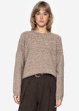 Strickpullover mit feinem Ajour-Norwegermuster- taupe