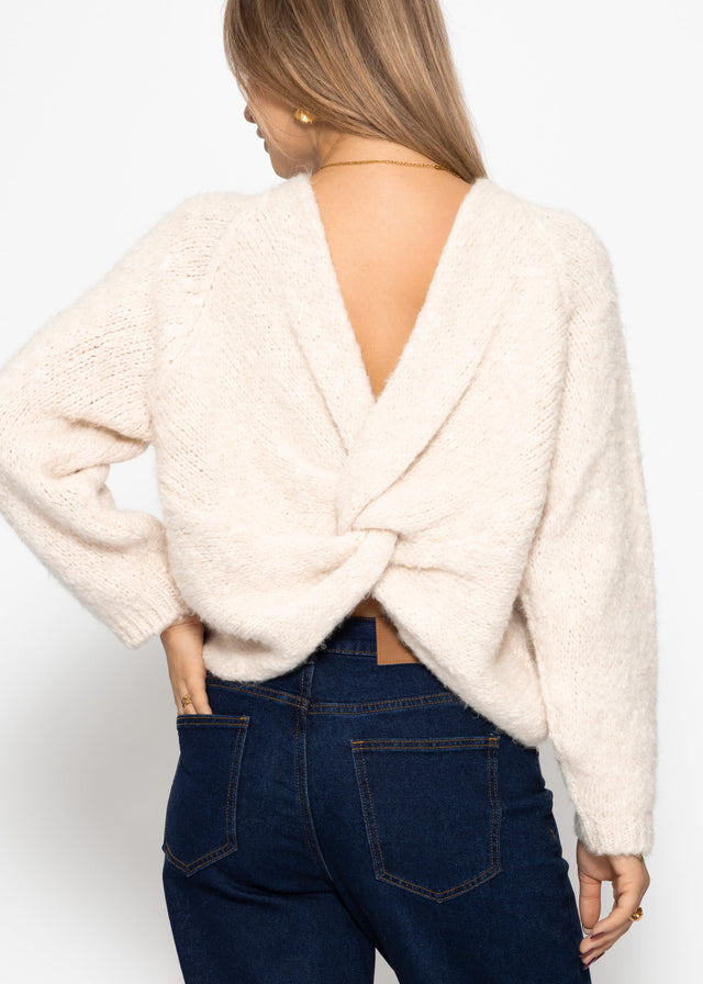 Strickpullover mit Knotendetail - offwhite