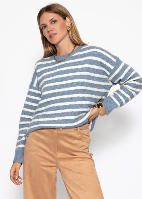 Strickpullover mit Streifen-Design - jeansblau-offwhite von SASSYCLASSY