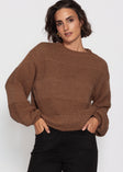 Strickpullover mit Strukturstreifen - camel