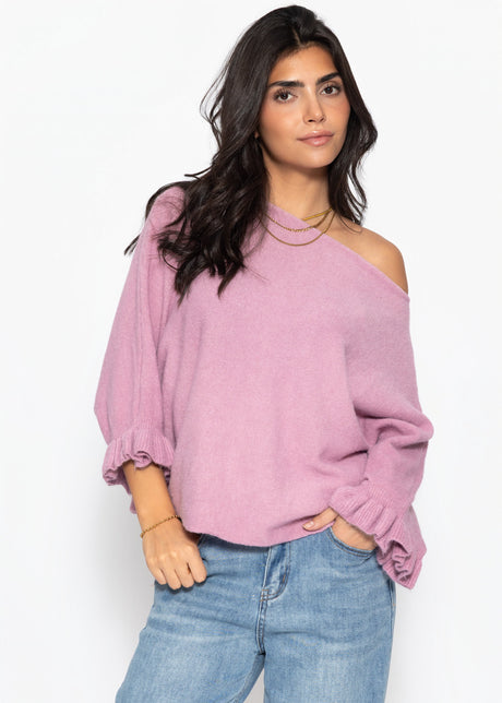 Oversize Pullover mit U-Boot Ausschnitt - altrosa von SASSYCLASSY