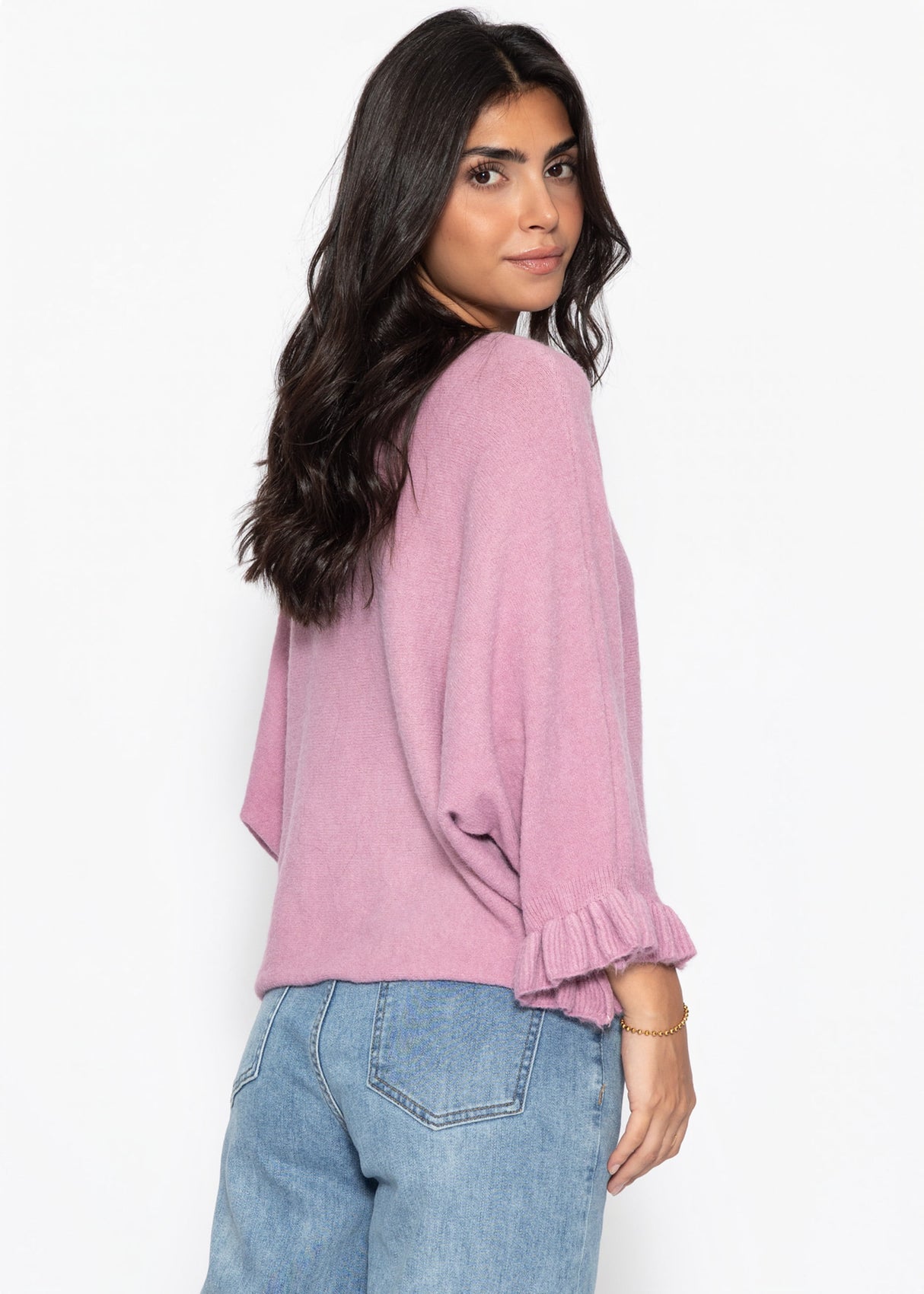Oversize Pullover mit U-Boot Ausschnitt - altrosa